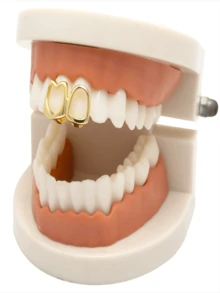 嘻哈双空心牙套 14K镀金 男女通用 日常牙冠 饰品 牙套
