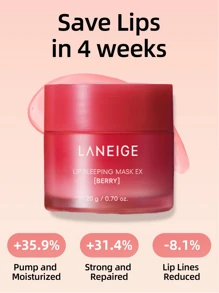 Laneige Mascarilla nocturna para los labios K-Beauty de 20g, que nutre, hidrata, aporta vitamina C, con manteca de murumuru y manteca de karité, antioxidantes, para labios con descamación y resecos. Sencilla, elegante, práctica y multifuncional. Cuidado labial, cosmética coreana, sabor a baya