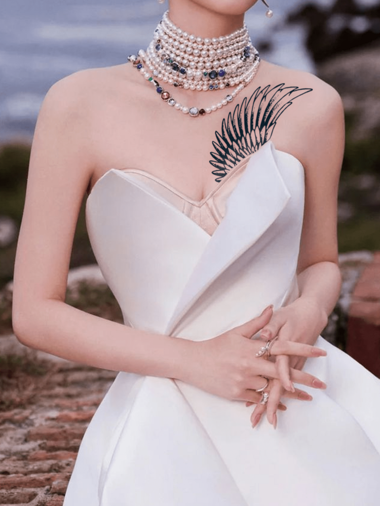 1pc Freedom Wings Temporary Tattoo, Rebellious & Unique, Experiencing The Sense Of Freedom, Waterproof, Sweat-Proof, Rub-Proof, Lasts 1-2 Weeks - Black - View 4