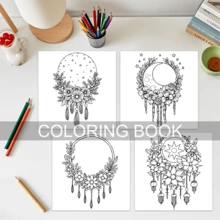 GDTME 1 BOHO MOON 极简主义大胆设计：独特的宇宙主题成人及青少年涂色书，24页厚实插图（珠光封面），尺寸7.9 x 7.9英寸，线条粗犷，易于涂色，放松身心，缓解压力，适合作为情人节、复活节、返校季、新年或生日礼物，也可用作美术用品、文具、学习材料和房间装饰。 - 彩色 - 查看 9