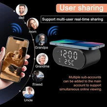 4K Ultra HD Hidden Camera Wireless Charger Alarm Clock – Nanny Cam With Motion Detection, AI Person Detection And Cloud/SD Loop Recording For Home