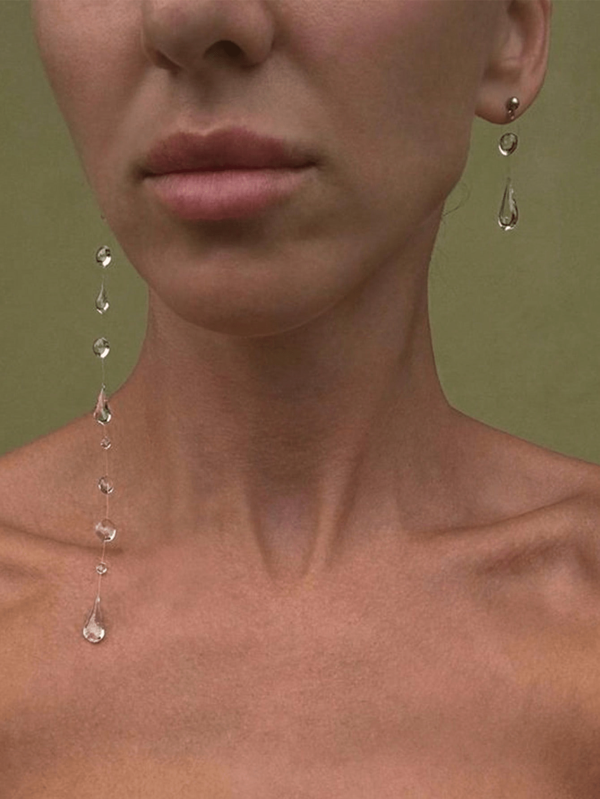 1 Pair Fashionable Asymmetric Geometric Faux Pearl Dangle Earrings, Suitable For Women Any Occasion