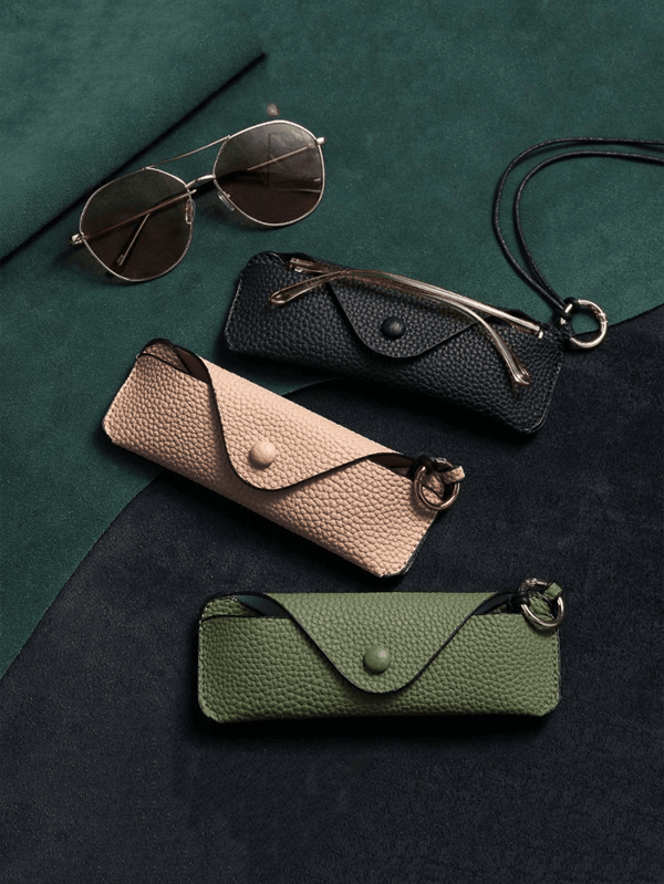 1 pièce Étui de rangement pour lunettes en PU de couleur unie, support élégant de style britannique pour lunettes