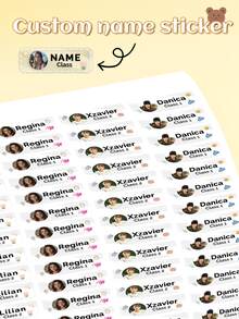 52pcs Customized Photo Class Name Stickers, Personalized Image Label Stickers, Custom Design Of Your Own Image, Waterproof Office Name Labels For Stationery, Water Bottles, Lunch Boxes, Scrapbook, Gift For Him Her, Boyfriend, Mom, Dad, Back To School, Dishwasher - Multicolor - View 11