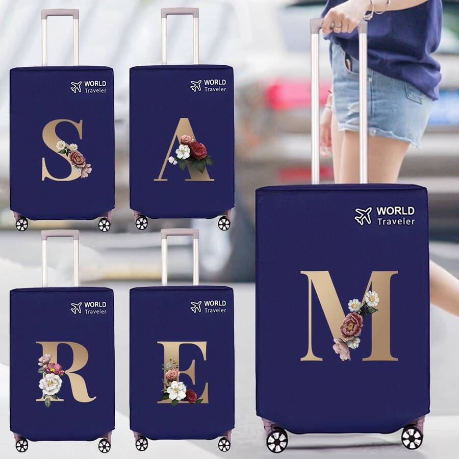 Travel Luggage Cover Inelastic Non-Woven Baggage Cover Suitable For 18-30inch Suitcase Case Dust Cover Initial Letter Pattern Dustproof Protector Covers Scratch-Resistant Durable Luggage Protector Covers Travel Accessories Back To School Essentials