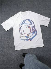 Spaß 1Stück Herren 100% Baumwolle T - Shirt, Astronauten - Kopf Muster Tee für Casuelle Treffen