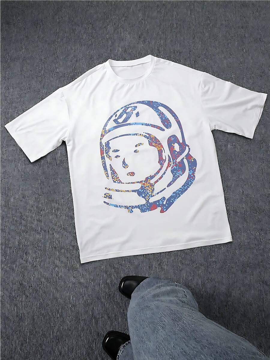 Spaß 1Stück Herren 100% Baumwolle T - Shirt, Astronauten - Kopf Muster Tee für Casuelle Treffen
