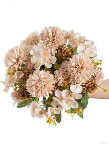 1/3PCS Artificial Flower Rose Bouquet, Embroidered Ball, Peony Mixed Flowers, Bride Holding Bouquet, Wedding Decoration, DIY Wreath Materials, Birthday Party Decoration Materials, Home Dining, Living Room, Vase, Outdoor Garden, Autumn Decoration, Valentine's Day, New Year Gift