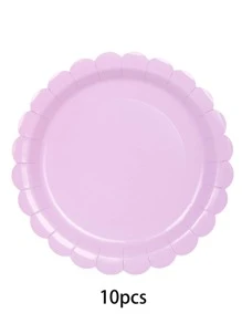 10pcs Lavender Paper Plates Cups And Napkins Light Purple Party Supplies Include Scalloped Lavender Plates Napkin Cup Floral Shaped Cake Plates Dinner Plates Tableware Set For Garden Party Bridal Shower Wedding Birthday Decorations
