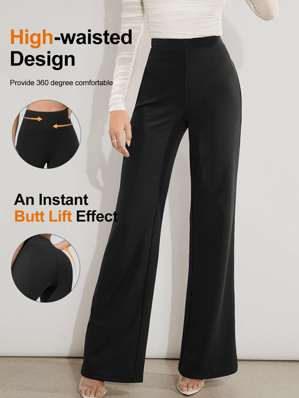 1pc Women's Straight Leg Wide Leg Pants, High Waisted Slimming Yoga Leggings, Suitable For Spring, Summer, Autumn