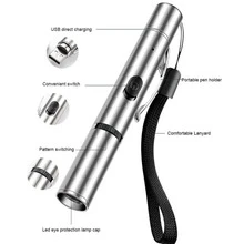 5-In-1 LED Projection Pen, Multifunction Pet Projection Flashlight - Cat Paw, Bone, Fish Bone, Heart, Mouse Patterns, Stainless Steel USB Rechargeable, Red & Green Light, Innovative Cat Toy, Cat Training Accessory To Enhance Interaction - Multicolor - View 3