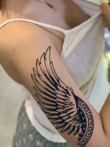 1pc Freedom Wings Temporary Tattoo, Rebellious & Unique, Experiencing The Sense Of Freedom, Waterproof, Sweat-Proof, Rub-Proof, Lasts 1-2 Weeks - Black - View 2