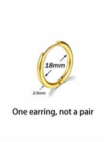 1入組不鏽鋼18k鍍金耳環,2.5毫米厚度,尺寸: 8-20mm,男女皆宜用於耳部穿孔 - 金黃色 - 查看 21