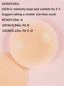 1 Pair Plus Size 5.12inch/13cm Silicone Invisible Nipple Covers, Reusable For Party Events - Apricot - View 4