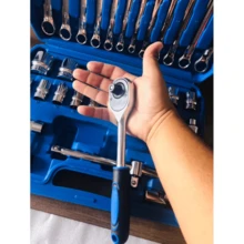 37 Piece Professional Tool Kit Combination Wrench Set With Sockets And Large Ratchet - Bạc - Xem 6
