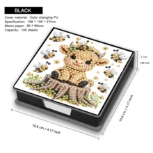 1 件 DIY 钻石艺术不对称水晶钻画，黑色仿皮便笺盒，含 160 张纸，适合家庭办公和学校用品，手工制品，可爱文具，节日礼物 - 彩色 - 查看 6