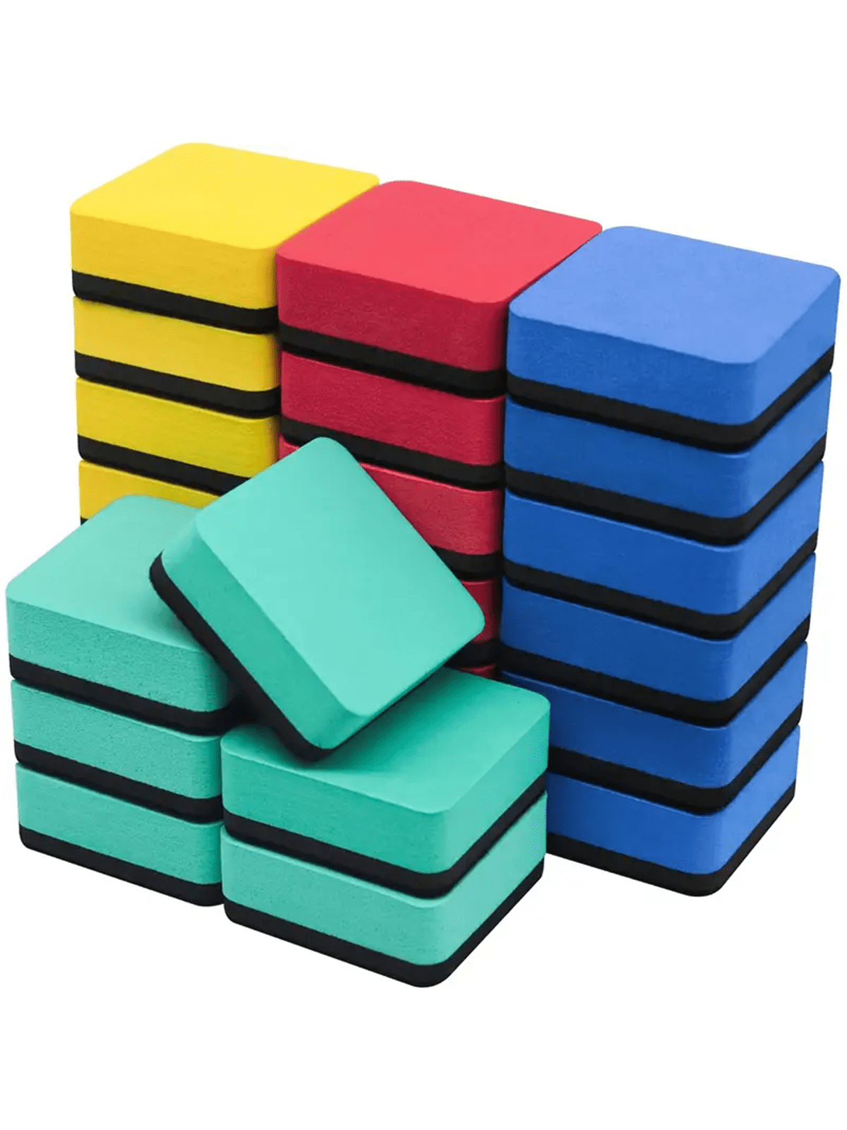 4/8/12/24 件干擦板擦，白板干擦板擦黑板清洁剂，适用于教室、家庭和办公室（4 种颜色，1.97 X 1.97 英寸） - 彩色 - 查看 11