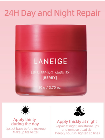 Laneige 唇部睡眠面膜 20g 莓果香，保濕滋養，含維生素C、穆魯穆魯油與乳木果油，抗氧化，適用脫皮乾唇，簡約時尚實用多功能，唇部護理，K-Beauty