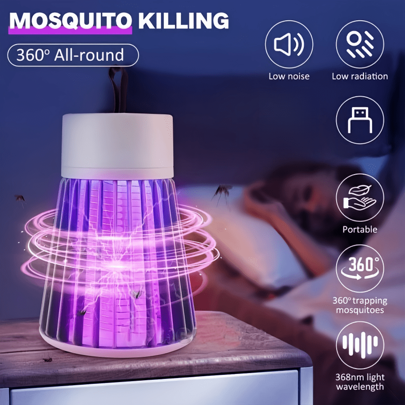1pc Rechargeable Hanging Mosquito Killer Lamp - Portable UV Insect Trap, Plug-In And Rechargeable Versions Available, Exterior Grid Protects Family Members From Accidental Contact, Effectively Eliminates Pests, Suitable For Indoor/Outdoor Use, USB Powered, With Grid, Applicable For Camping, Bedroom, Patio