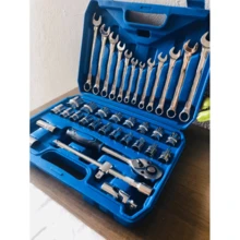 37 Piece Professional Tool Kit Combination Wrench Set With Sockets And Large Ratchet - Bạc - Xem 3