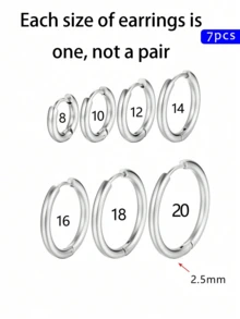 1入組2.5mm規格男女皆可使用不銹鋼耳環夾/耳環/耳釘,簡約設計,適用於helix穿孔,尺寸8-20mm（多種選擇）