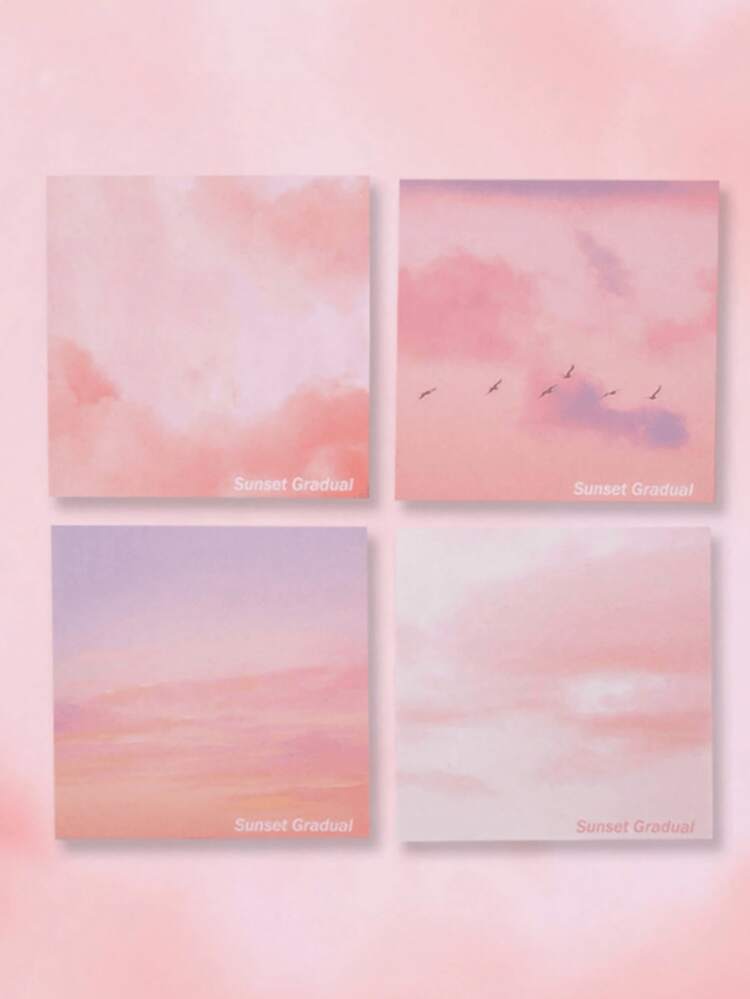 200pcs Gradient Color Memo Pads, Random Colors & Styles (50pcs/Pack), 5 Styles: Sunset, Colorful Clouds, Dawn, Sunset, Twilight. Minimalist Cloud Design, Fairy-Like Aesthetic. Cute & High-Quality, Suitable For Students, Casual Back-To-School Style, Message Notes, Teacher Rewards For Students, Lovely Gifts, Portable High-Quality Memo Pads - Multicolor - View 6