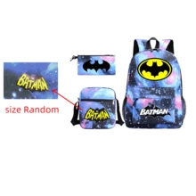 Warner Bros 3pcs/Set WB Batman Backpack Set, Casual Backpack, Collegiate Style Fashion Student Backpack, Printed Large Capacity Outdoor Backpack, Cute Cartoon Backpack, Back To School, Halloween, Christmas Gift - Multicolor - View 12