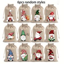 12pcs Christmas Burlap Gift Bags | Santa Claus Linen Drawstring Bag Set For Holiday Party Gifts And Jewelry Storage - Suitable For Christmas And New Year Party Supplies(3/6/12pcs)