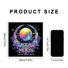 GDTME 1 BOHO MOON 极简主义大胆设计：独特的宇宙主题成人及青少年涂色书，24页厚实插图（珠光封面），尺寸7.9 x 7.9英寸，线条粗犷，易于涂色，放松身心，缓解压力，适合作为情人节、复活节、返校季、新年或生日礼物，也可用作美术用品、文具、学习材料和房间装饰。 - 彩色 - 查看 4