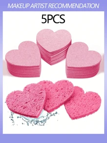 50 pièces/5 pièces/10 pièces/20 pièces Nouvelles éponges de lavage du visage compressées en forme de cœur, tampons de démaquillage et de nettoyage