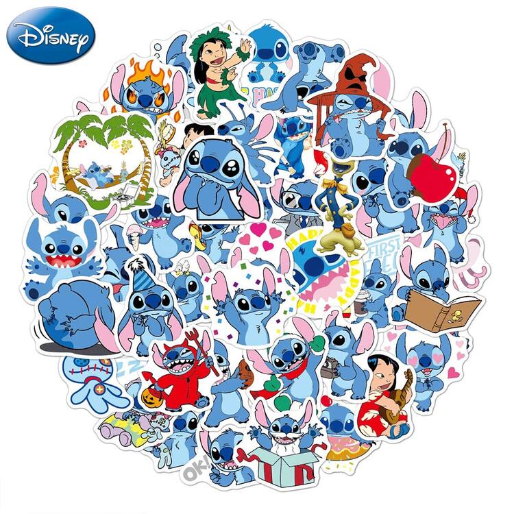 Disney 50/100PCS Optional Officially Licensed Stitch Cute Cartoon Style Lilo & Stitch Sticker Decoration DIY Sticking Notebook Mobile Phone Case Gift Wrapping Party Decoration Cute And Childlike PVC Material Cartoon Patterns Various Styles Children's Handicraft Festival Decorative Gifts Christmas Halloween - Royal Blue - View 7