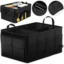 Lislark Car Boot Organiser, Super Large Volume, Van & Car Boot Tidy, Collapsible Multi-Compartment Car Organiser, Durable For All Vehicle (Black) - Black - View 2