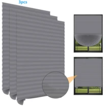 3pcs/Set, Multi-Color & Size Options, Minimalist Pleated Curtain, Clever Semi-Sheer Breathable No-Drill Easy Installation, Pull-Up Design, Customizable Fit For All Rooms, Adds Elegant Vibe To Space - Multicolor - View 15