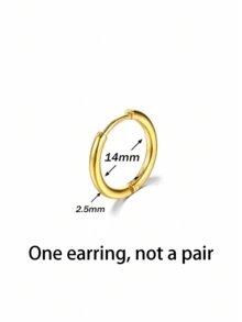 1入組不鏽鋼18k鍍金耳環,2.5毫米厚度,尺寸: 8-20mm,男女皆宜用於耳部穿孔 - 金黃色 - 查看 23