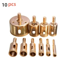 Juego de 10 piezas de brocas de diamante, sierras de orificios redondos revestidos de 3mm-50mm para baldosas, mármol, vidrio, cerámica - Plateado - Ver 3