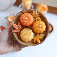1 Set, Halloween Candles, Coconut Pumpkin Bowl Candles, Pumpkin Shaped Candles, Autumn Thanksgiving Maple Leaf Mini Pumpkin Aromatherapy Candles, Home Decoration, Holiday Decoration Candles, Ideal Gifts Halloween Decor Room Decor