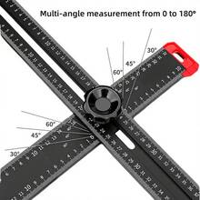 Multifunctional Combination Angle Ruler, T-Square, 2-In-1 Punch Positioning Ruler, Woodworking Tools, Full-Function Square Ruler - Multicolor - View 6
