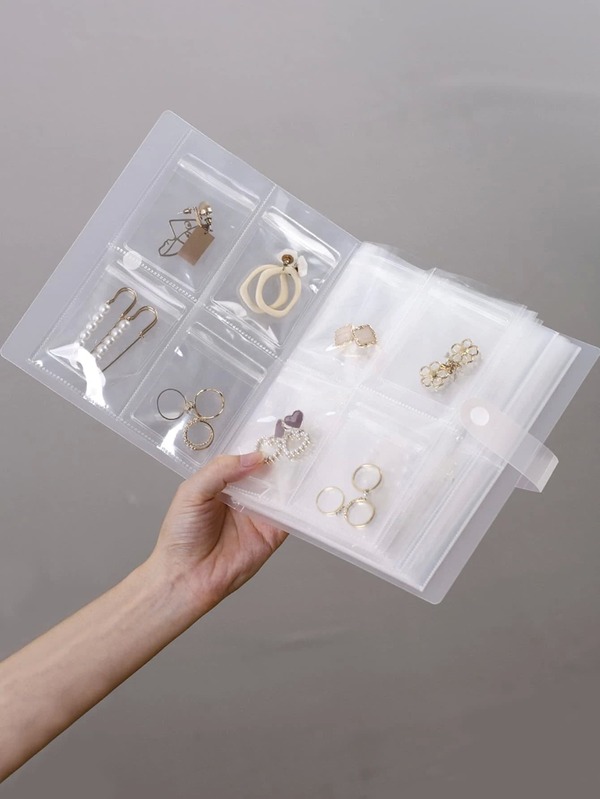 1pc Frosted Transparent Jewelry Storage Booklet, Equipped With 30 Antioxidant Storage Bags, Jewelry Storage Bags, Jewelry Bags, Small Jewelry Transparent Bags, Souvenirs, Trinkets, Earrings For Women Storage Organizer Travel Holiday Essential Fall Decor Autumn Halloween