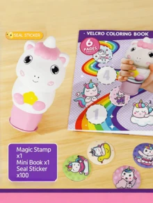 Unicorn Magic Sticker Stamper Unicorn ,Includes 100 Stickers + 1 Notebook,Unicorn Creative Sticker For Girls Gift