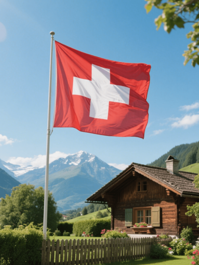 1 bandeira suíça, impressão frente e verso, tecido vibrante resistente ao desbotamento, costura dupla, decoração para jardim e casa, 35,43 pol. x 59 pol./90 x 150 cm