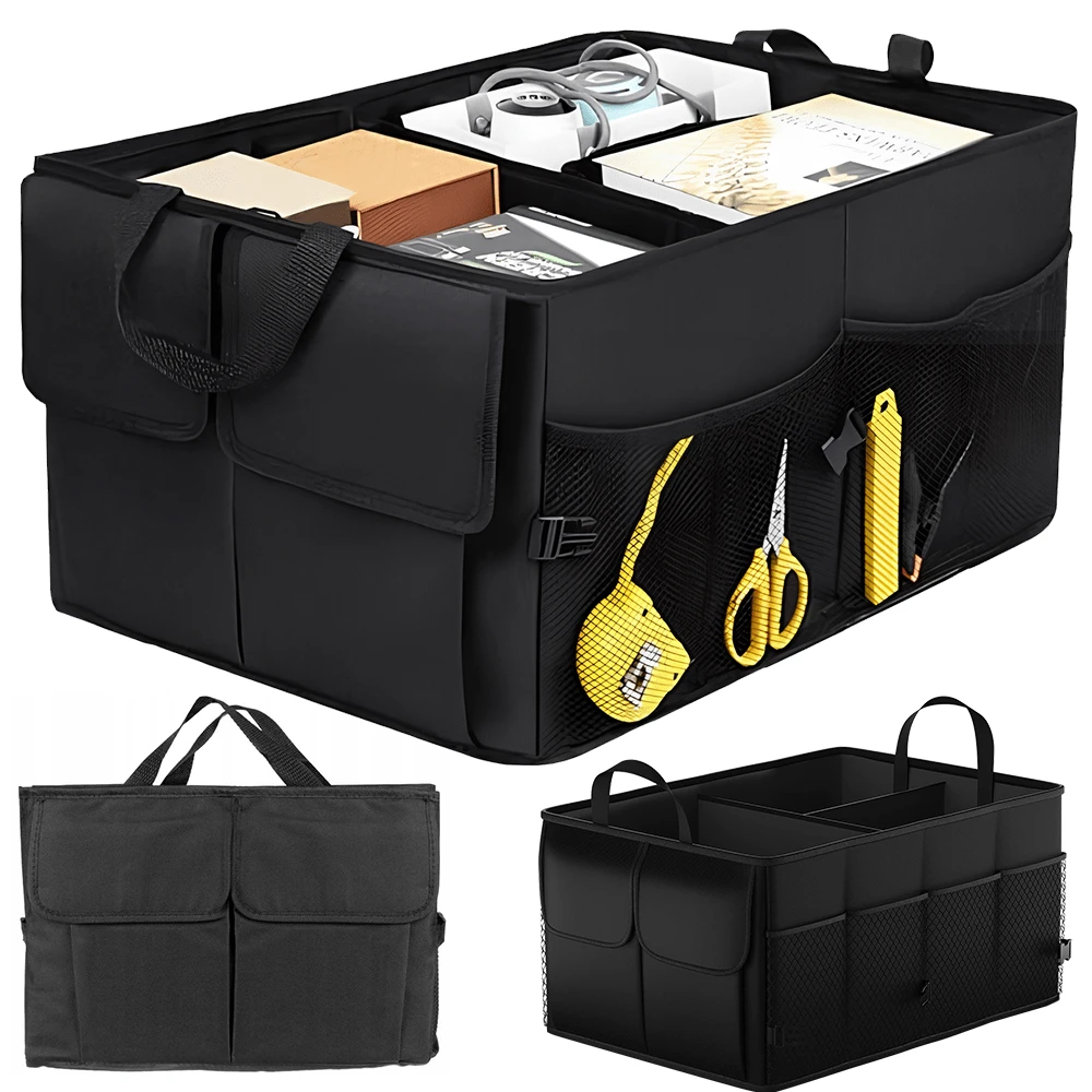 Lislark Car Boot Organiser, Super Large Volume, Van & Car Boot Tidy, Collapsible Multi-Compartment Car Organiser, Durable For All Vehicle (Black) - Black - View 1