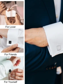 1/4Pairs Cufflinks For Men Classic Tone Cuff Links Silver Black Striped Disc Square Rectangle Cuff Links Shirt Suit Men's Cufflinks For Wedding Groom Business & Father Elegant Gift Halloween Accessories Teachers Day