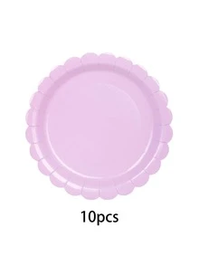 10pcs Lavender Paper Plates Cups And Napkins Light Purple Party Supplies Include Scalloped Lavender Plates Napkin Cup Floral Shaped Cake Plates Dinner Plates Tableware Set For Garden Party Bridal Shower Wedding Birthday Decorations