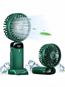 2026升级款手持小风扇，USB便携式数字显示，静音办公桌学生宿舍充电户外风扇，便携式手持风扇，电池供电风扇带LED显示屏，手持/颈挂/桌面三合一个人小风扇，90°可折叠桌面风扇带底座，5档速度睫毛扇化妆风扇女士专用