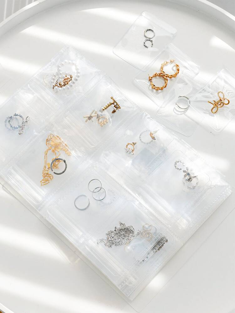 1 件磨砂透明珠宝收纳册，配备 30 个抗氧化收纳袋，珠宝收纳袋，珠宝袋，小珠宝透明袋，纪念品，小饰品，女士耳环收纳整理器旅行度假必备秋季装饰秋季万圣节 - 無色 - 查看 6