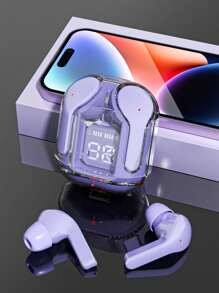 Wireless Earbuds, Headphones With ENC Noise Canceling Translucent Earphones, HiFi Dual Stereo Microphone Mini In-Ear Earbuds With Charging Case