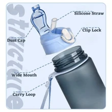 790ML Botol Air 水豚水瓶儿童吸管杯透明可爱水豚旅行学校饮水杯