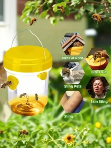 4 PIEZAS Trampas para abejas y avispas - Asesino de insectos colgante para exteriores, diseño transparente, - Atrae y mata abejas carpinteras, abejorros, moscas - Fácil de limpiar para jardín, patio, patio trasero, camping (naranja), Trampas para insectos voladores verde, amarillo