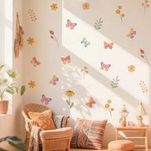 SURELIFE Bohemian Style Floral Wall Sticker, Watercolor Bedroom Living Room Home Decor, Removable PVC Sticker, Wall Art, Sticker, Wall Decal, Vinyl Sticker, Home Decor, Spring Decor, Renew Home, Rama Decor Sticker, Birthday Graduation Gift, Wall Decal, Room Decor, Home Decor, Wallpaper - Multicolor - View 5