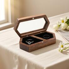 CASEGRACE 1个优雅方形木质戒指盒，简约木质首饰收纳盒，透明面板，完美家居装饰，是送给女性和女孩的理想情人节礼物收纳盒，也是时尚旅行配件，为您的精彩冒险之旅增添光彩。这款别致实用的盒子，让您的首饰收藏更加丰富多彩。